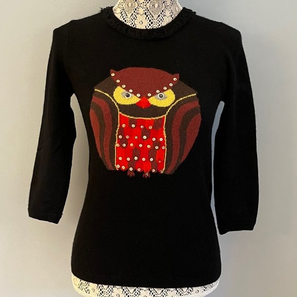 Cashmere Kate Spade Owl Sweatshirt - Picture 1 of 3